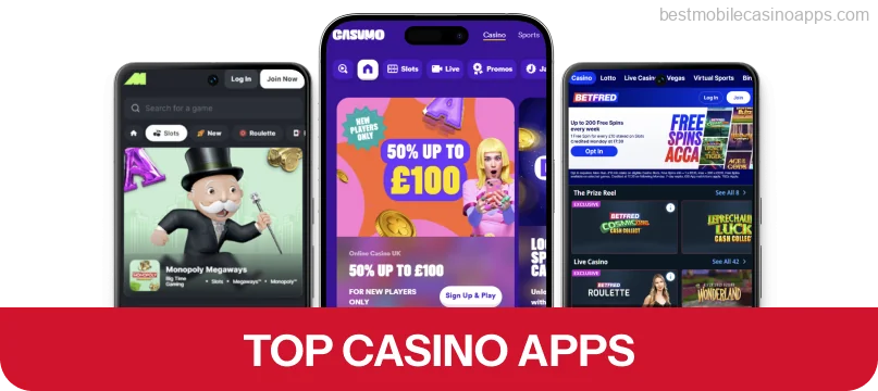 Best Casino Apps list of ten selected apps, including their size and features